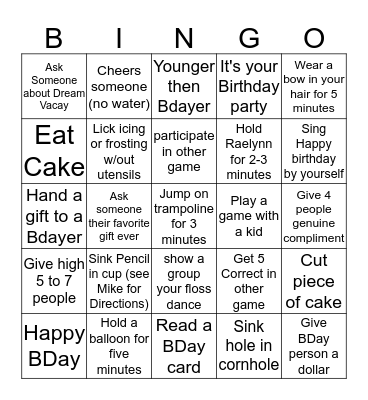Birthday  Bingo Card