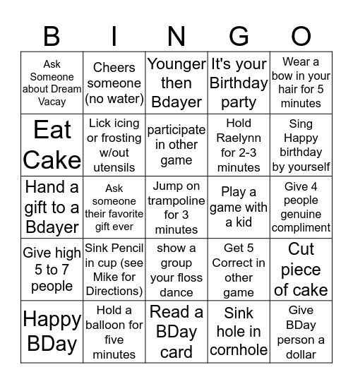 Birthday  Bingo Card
