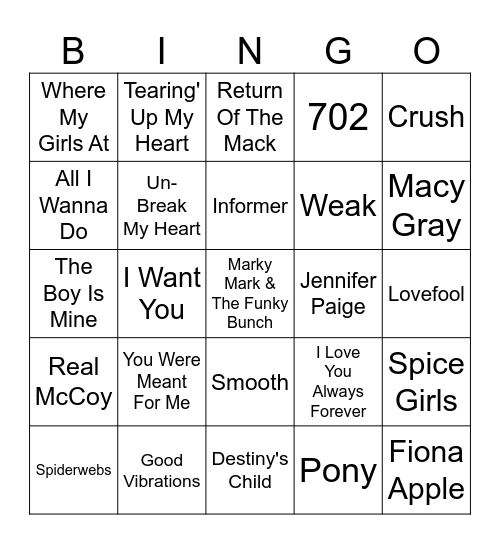 90's Part 3 Bingo Card