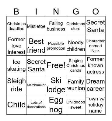HALLMARK CHRISTMAS MOVIE BINGO Card