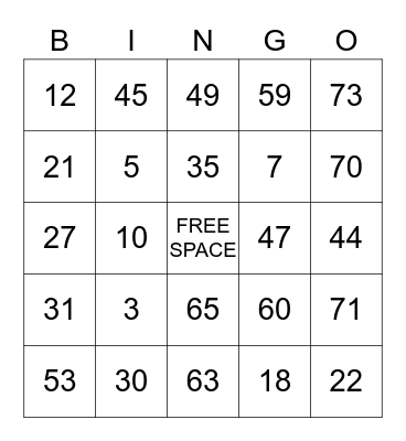 SILIPA BINGO Card