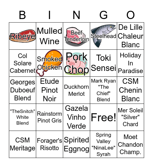Calcutta Sales Bingo Card