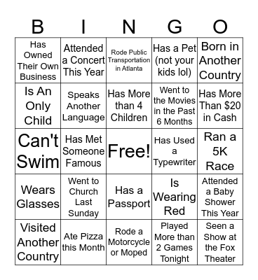 JOY'S 50TH BIRTHDAY Bingo Card