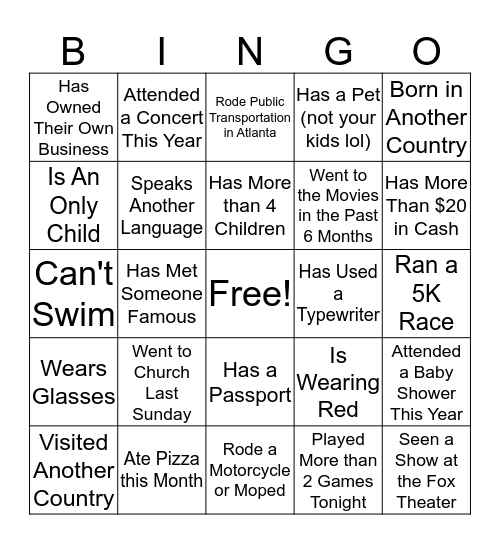 JOY'S 50TH BIRTHDAY Bingo Card