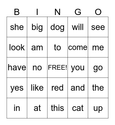 Sight Word Bingo 3 Bingo Card