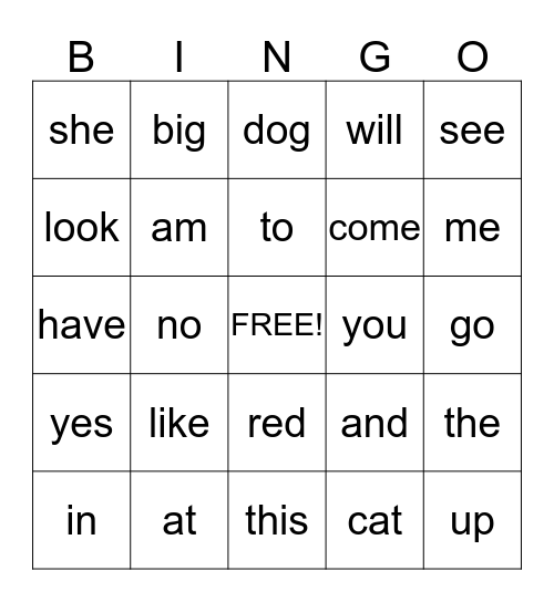 Sight Word Bingo 3 Bingo Card