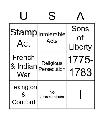 USA Bingo Card