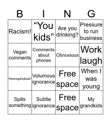 How old can we be? Bingo Card