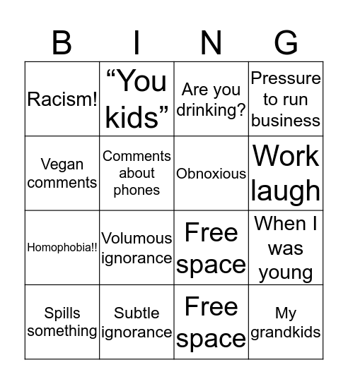 How old can we be? Bingo Card