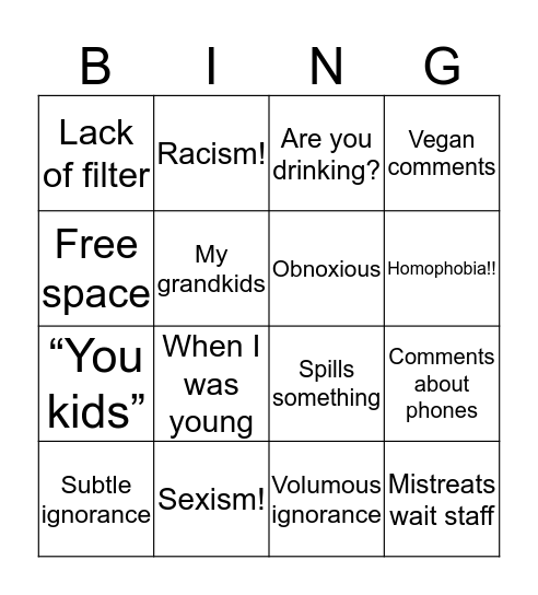 How old can we be? Bingo Card