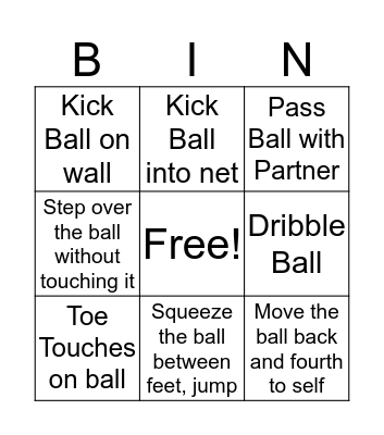 Fitness Bingo  Bingo Card