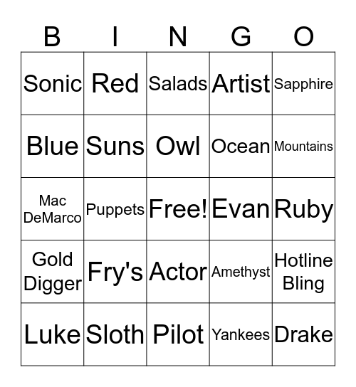 Bingo  Bingo Card