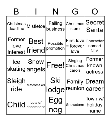 HALLMARK CHRISTMAS MOVIE BINGO Card