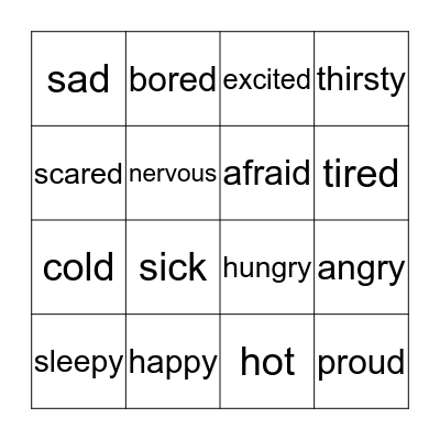 Feelings Bingo! Bingo Card