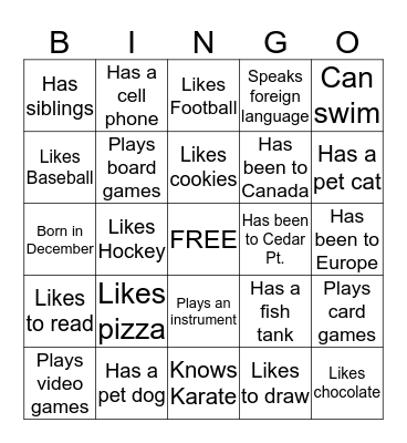 Getting to Know YOU Bingo!! Bingo Card