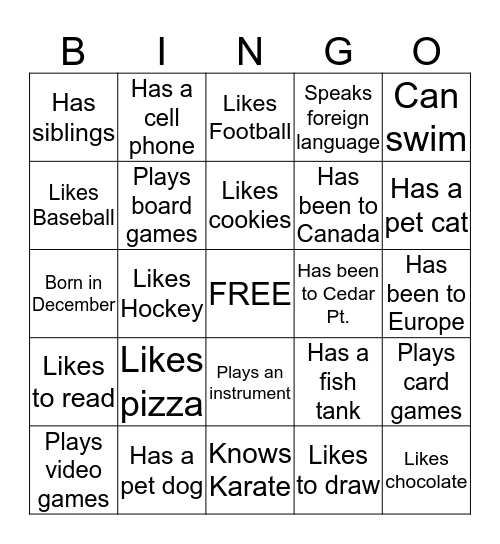 Getting to Know YOU Bingo!! Bingo Card