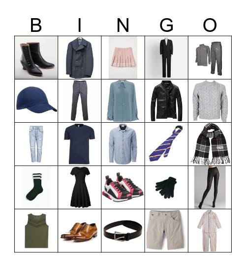 CLOTHES Bingo Card