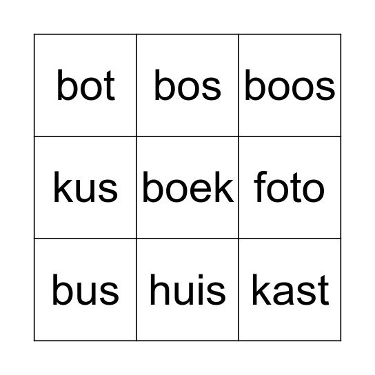 Woordbingo Card