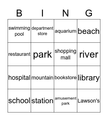 In our town we have a... Bingo Card