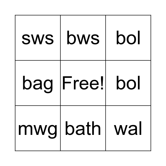Bingo Tric a Chlic Glas Bingo Card