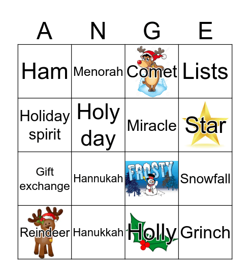Musical Christmas Bingo Card