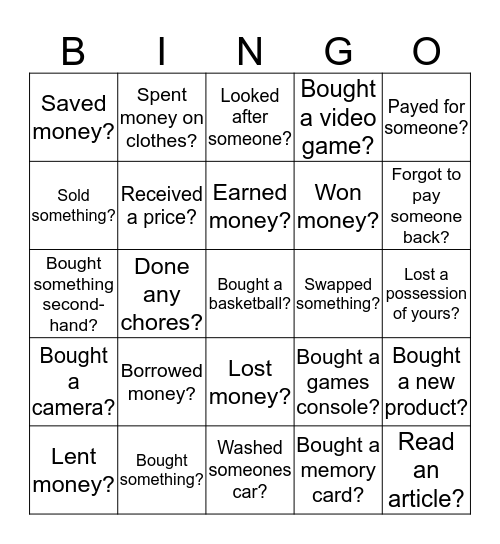 Have you ever___________? Bingo Card