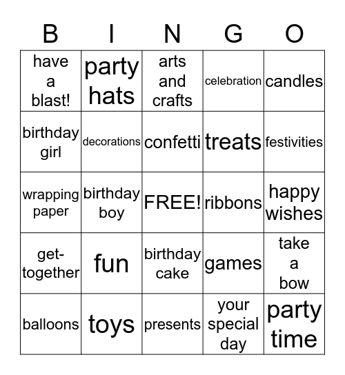 Birthday Bingo Card
