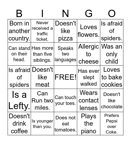 For the Time of Your Life ! Bingo Card