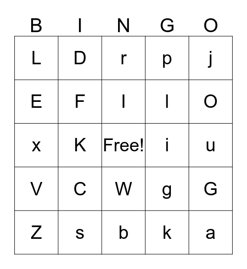 Alphabet BINGO Card