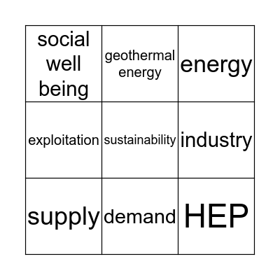 Renewable Bingo Card