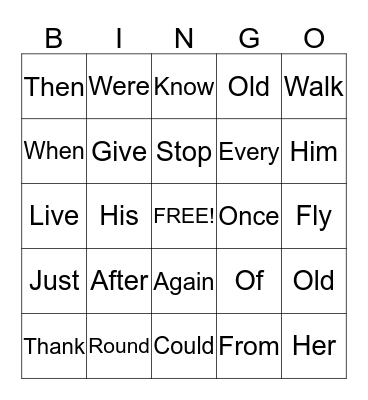 Bingo! Bingo Card