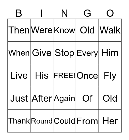 Bingo! Bingo Card