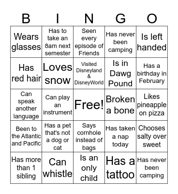 Find Someone Who Bingo Card