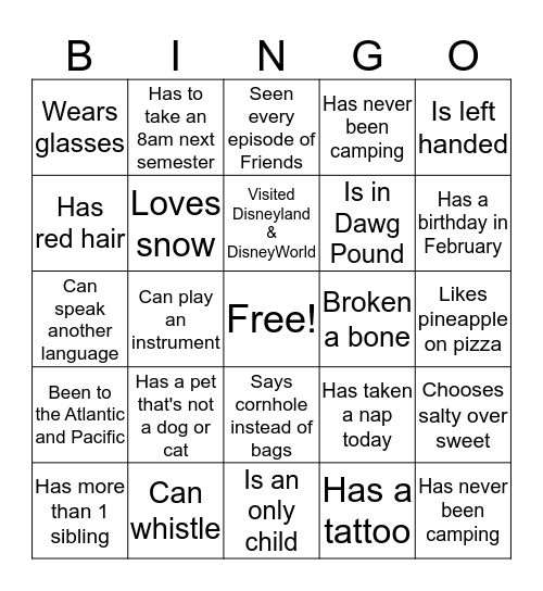 Find Someone Who Bingo Card