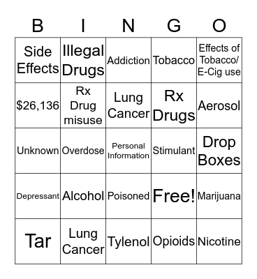 Splash Day Bingo Card