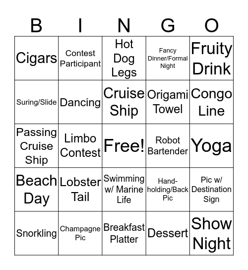 Cruisin' by Rosie Bingo Card