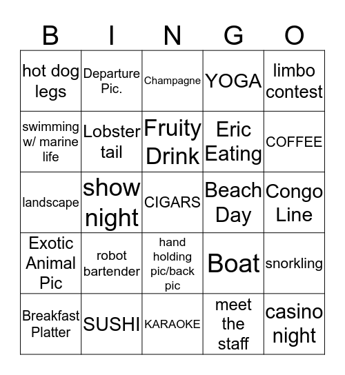 Cruisin' by Rosie Bingo Card