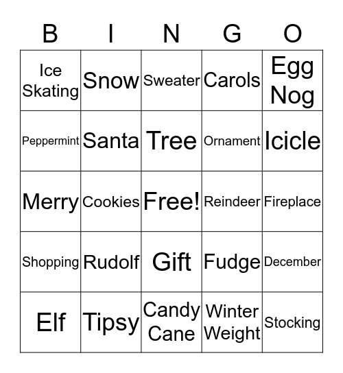 Holiday Bingo Card