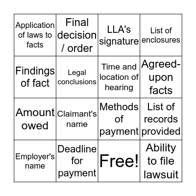 Administrative Decision Bingo Card