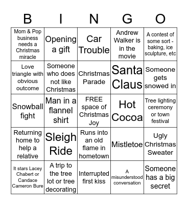 Christmas Movie  Bingo Card