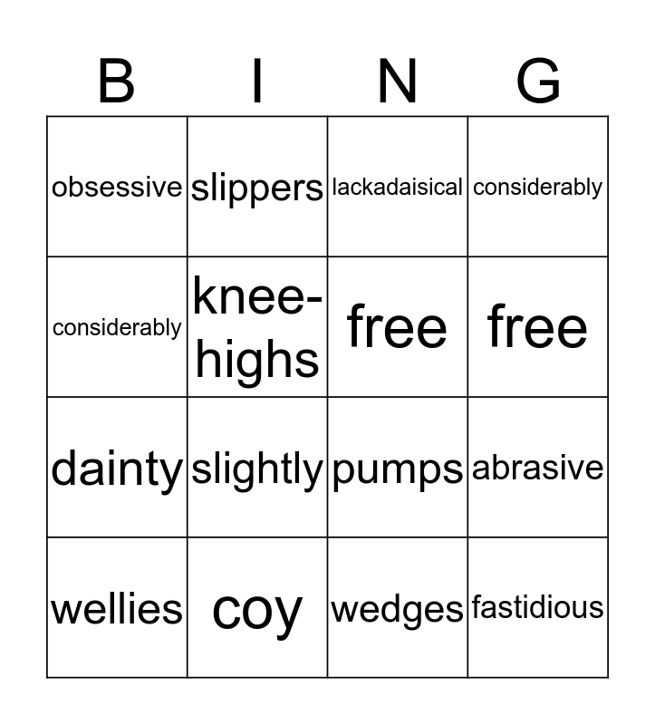 unit 10 Bingo Card
