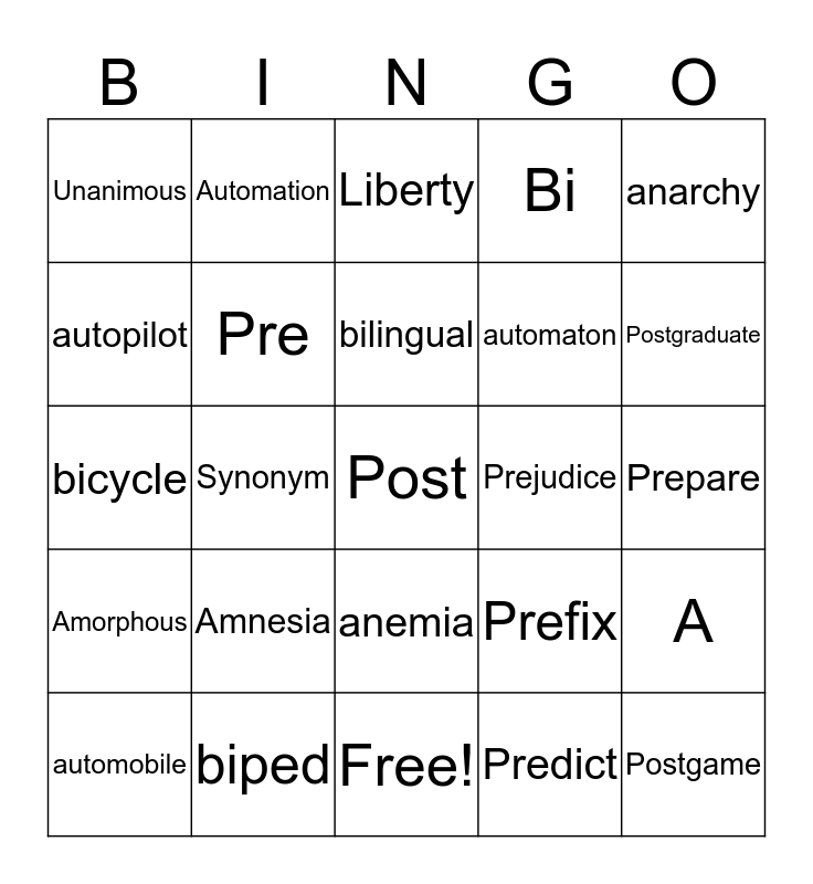 Unit 1 and 6 review Bingo Card