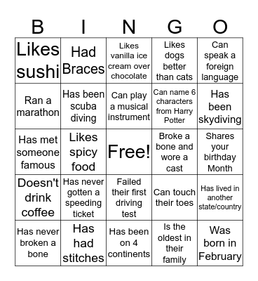 Find Someone Who... Bingo Card