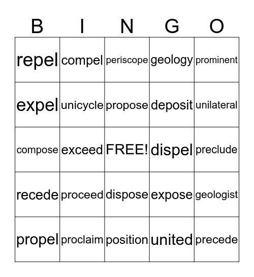 Greek and Latin vocabulary 22, 23 &24 Bingo Card