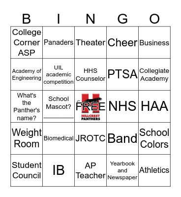 Panther Preview Bingo Card