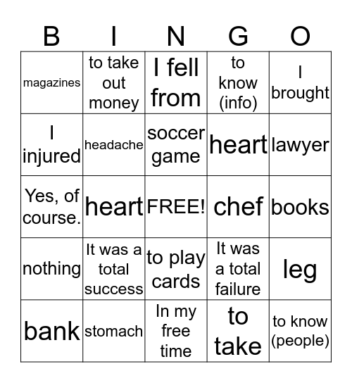 S2A: Final Review Bingo Card