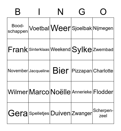 BINGO WEEKEND WEG Bingo Card