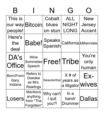 Clay Bingo Card