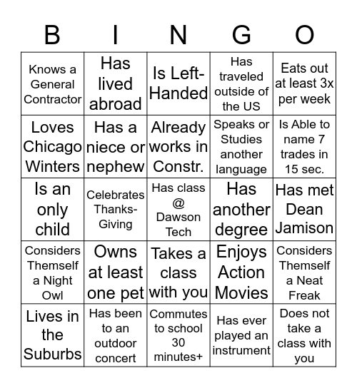 FIND SOMEONE WHO... Bingo Card