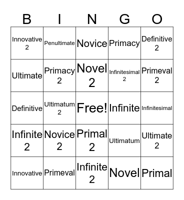 English 10 Vocabulary 12 Bingo Card